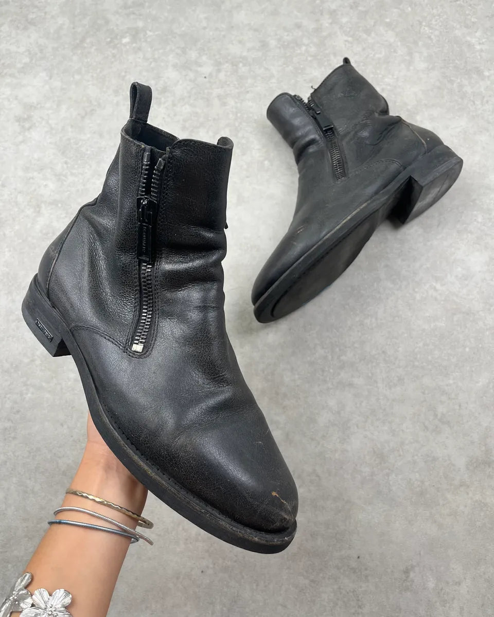 2010s Dsquared2 Black Leather Zip Chelsea Boots nOkzlNw 0