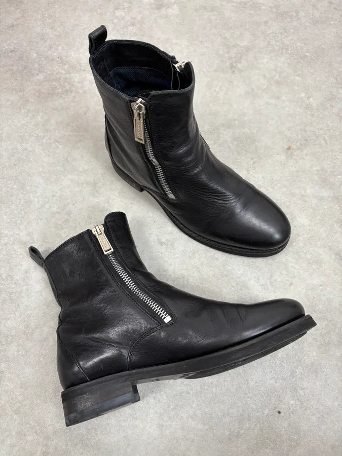 2010s Dsquared2 Black Side Zips Leather Boots wvervna 5