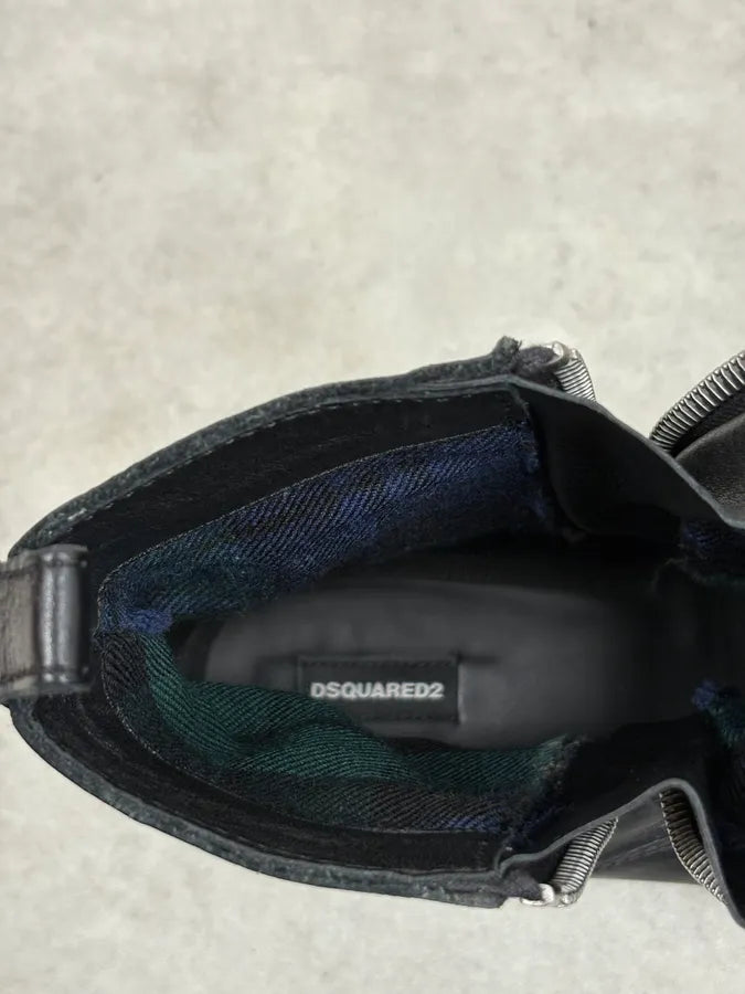 2010s Dsquared2 Black Side Zips Leather Boots wvervna 8