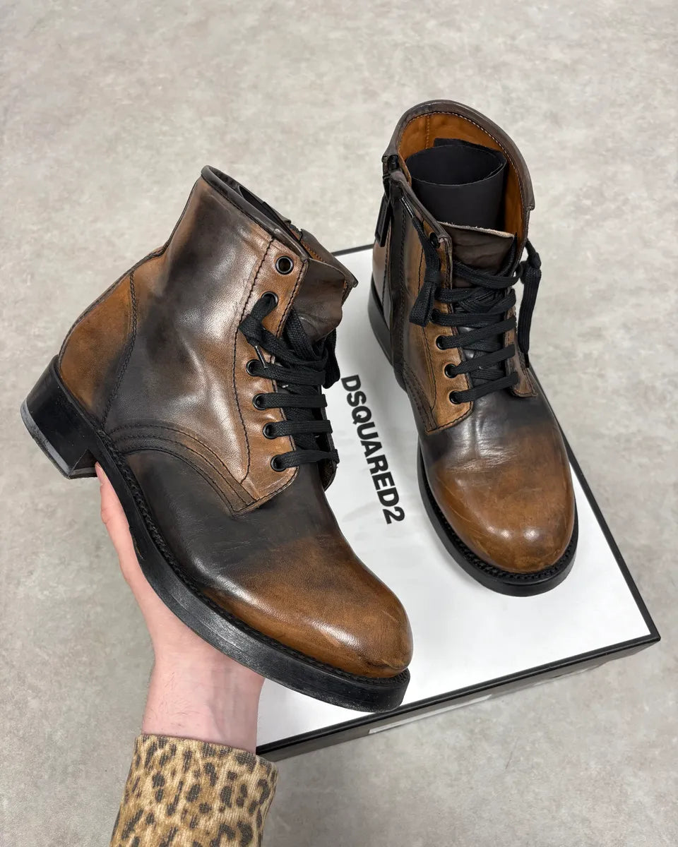 2010s Dsquared2 Brown Irregular Leather Boots OnxBEMr 0