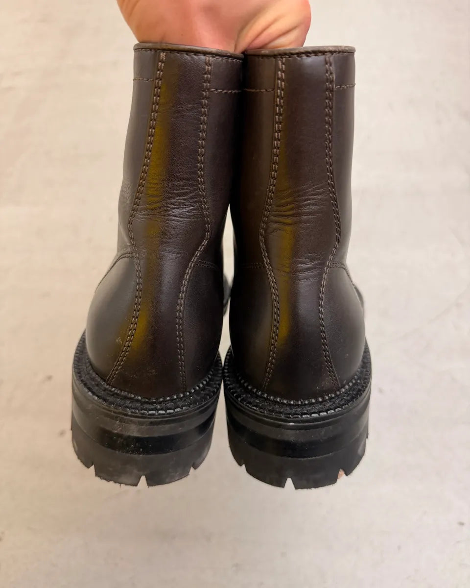 2010s Dsquared2 Brown Leather Lug Sole Boots dQKrLlL 5