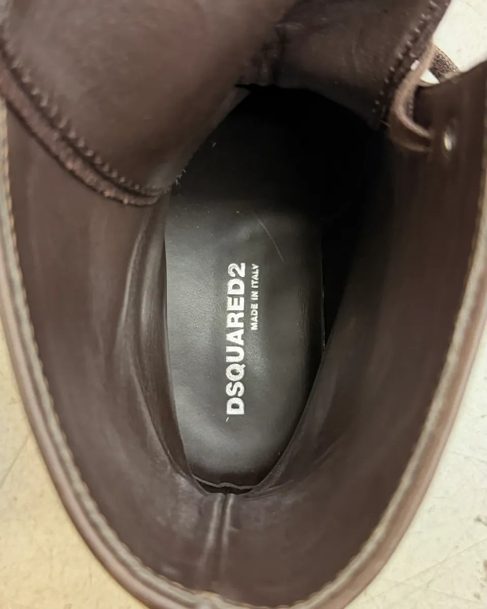 2010s Dsquared2 Brown Leather Lug Sole Boots dQKrLlL 8