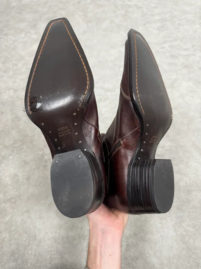 2010s Dsquared2 Brown Western Leather Ankle Boots UQMNrAX 6