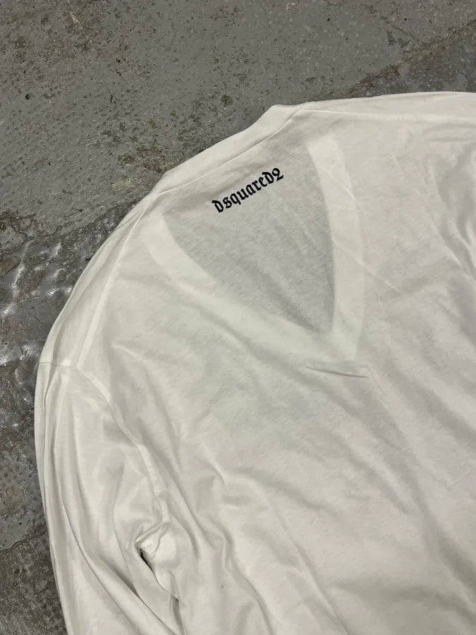 AW2015 Dsquared2 Eagle V-Neck White Longsleeves XNlSUmJ 7
