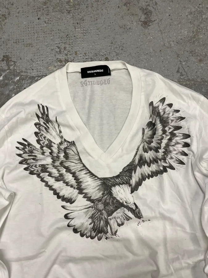 AW2015 Dsquared2 Eagle V-Neck White Longsleeves XNlSUmJ 4