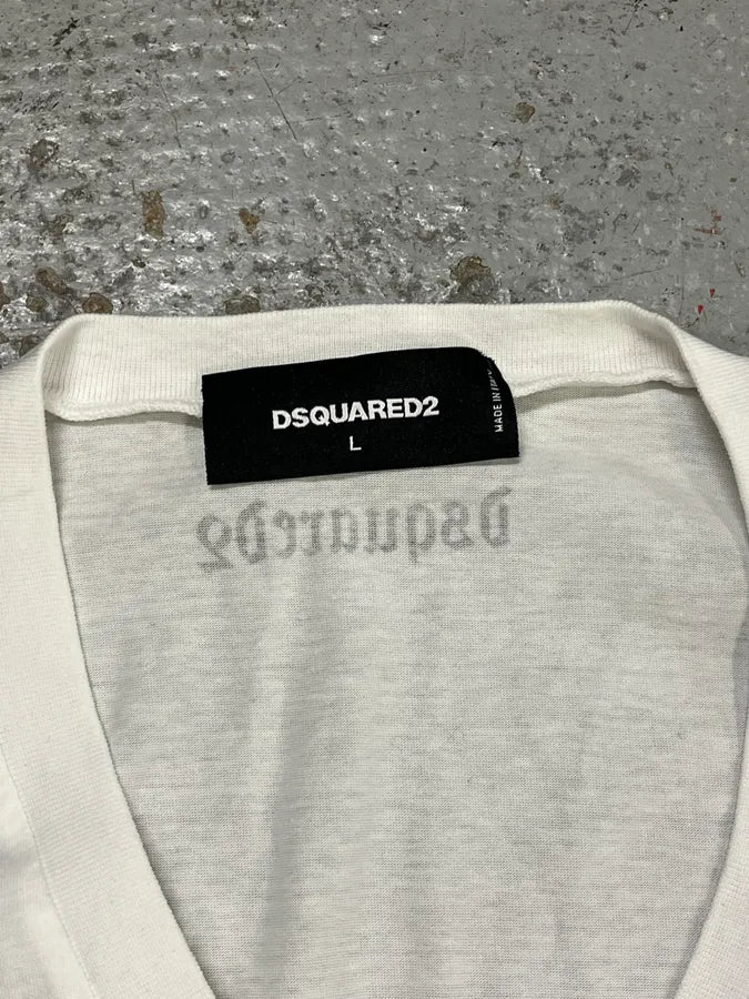 AW2015 Dsquared2 Eagle V-Neck White Longsleeves XNlSUmJ 8