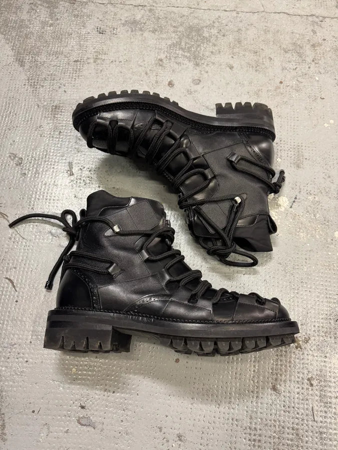 2010s Dsquared2 Futuristic Lace Up Black Leather Boots xGuGvJi 1