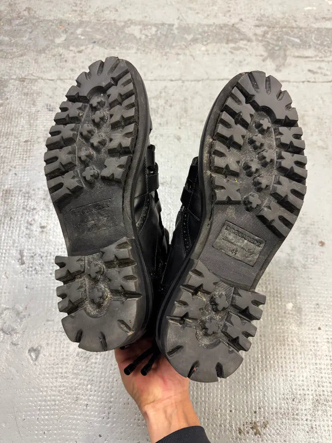 2010s Dsquared2 Futuristic Lace Up Black Leather Boots xGuGvJi 4