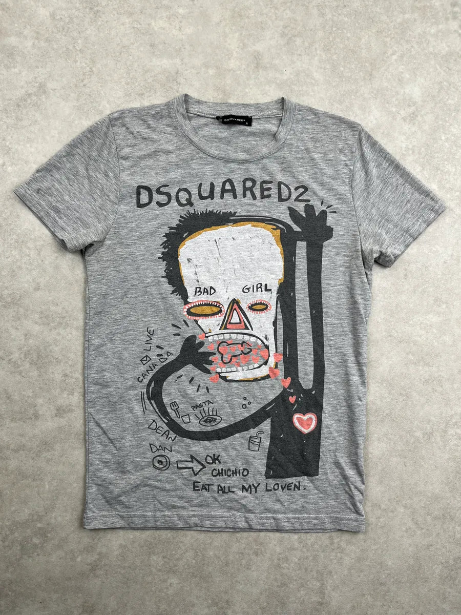 2010s Dsquared2 Grey Abstract Draw T-Shirt RulEKOk 0