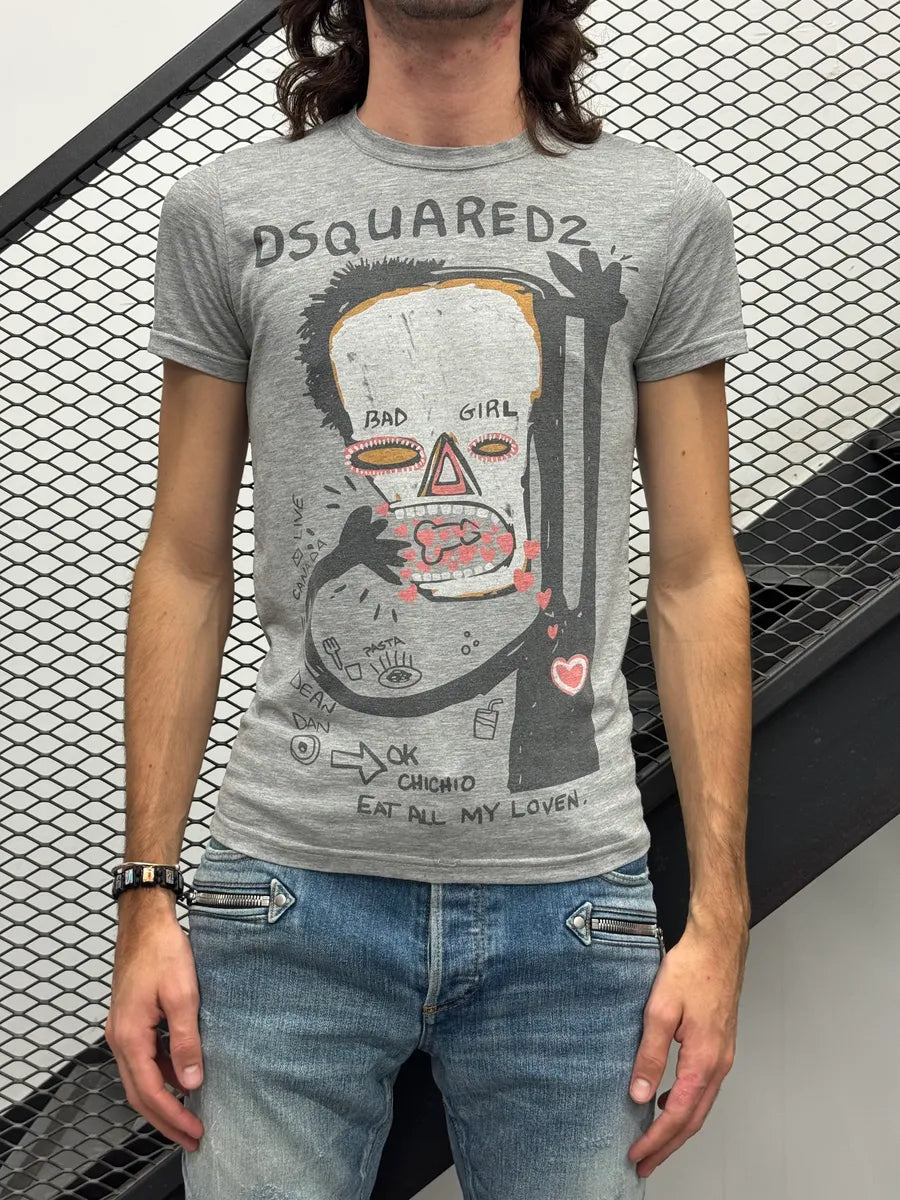 2010s Dsquared2 Grey Abstract Draw T-Shirt RulEKOk 1