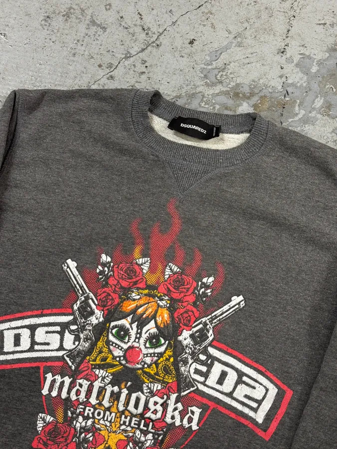 AW2015 Dsquared2 Grey Gun Moto Crewneck Sweater SWsvLsA 4