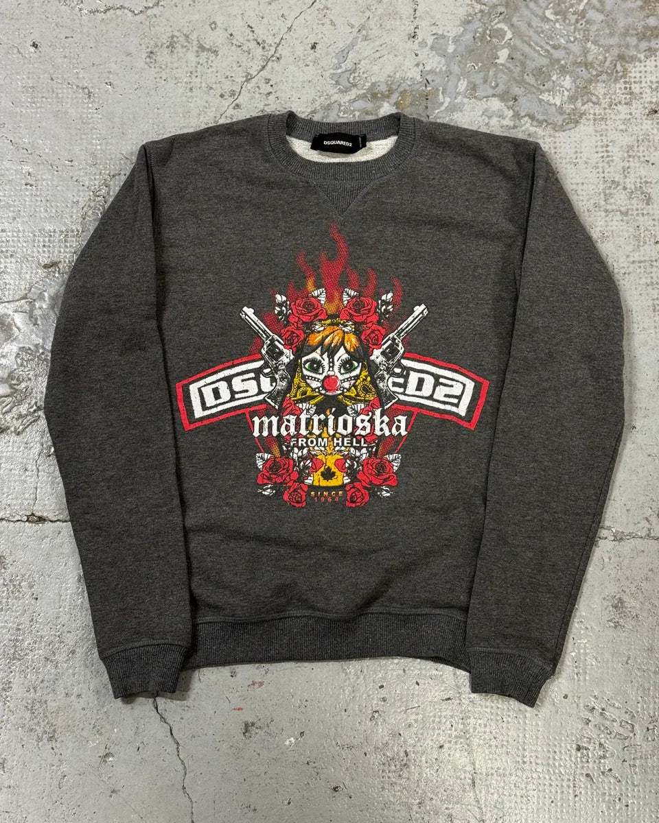 AW2015 Dsquared2 Grey Gun Moto Crewneck Sweater SWsvLsA 0