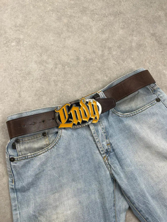2010s Dsquared2 Lady Buckle Brown Yellow Leather Belt vxpYTlX 1