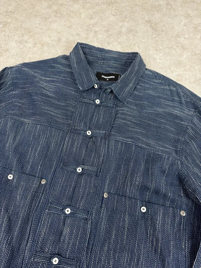 AW2016 Dsquared2 Navy Chinese Officer Shirt mDBVFBR 4