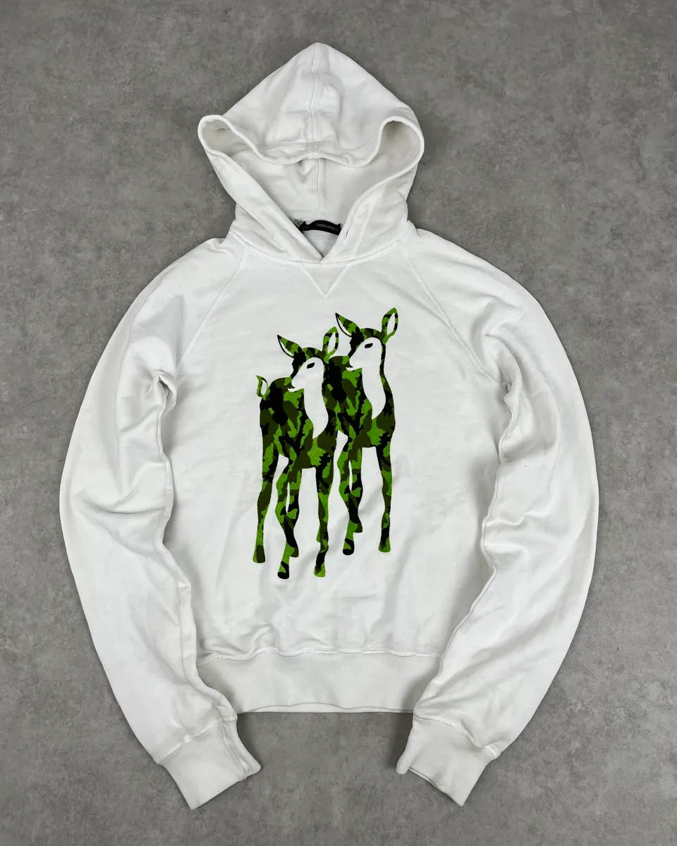 AW2010 Dsquared2 White Green Doe Deer Hoodie ymTHONG 0