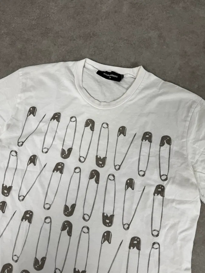SS2017 Dsquared2 White Safety Pin T-Shirt mXdZQMW 4