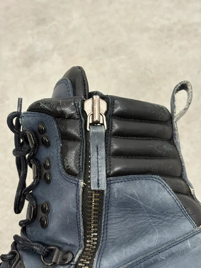 2010s Emporio Armani Avant-Garde Brut Blue Leather Boots akxluKw 7
