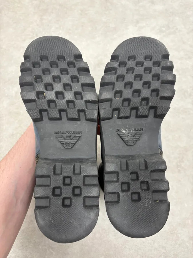 2010s Emporio Armani Avant-Garde Brut Blue Leather Boots akxluKw 9