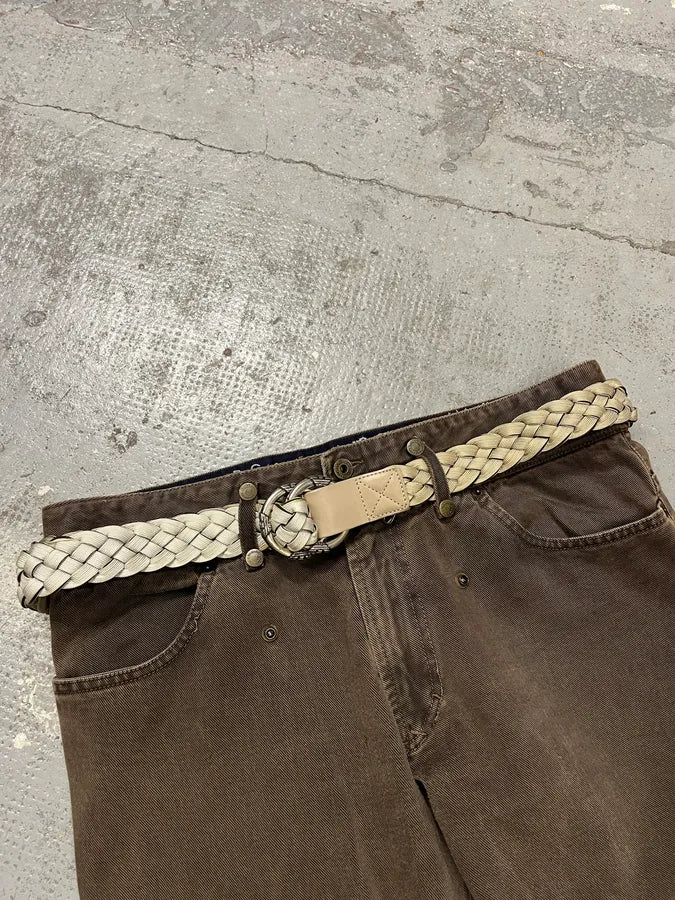 2010s Emporio Armani Beige Woven Leather Belt YMdjReh 1