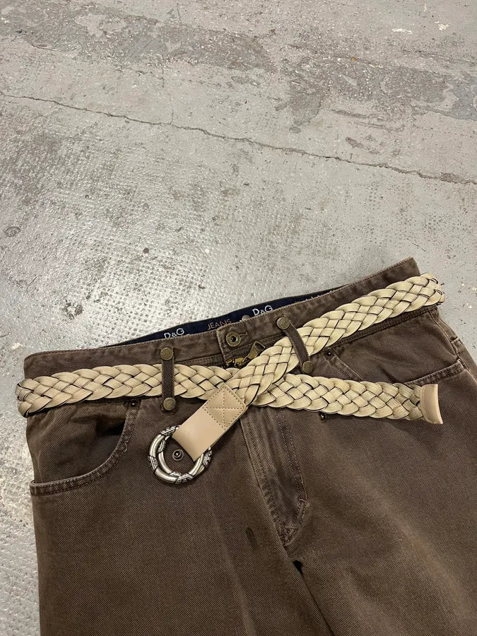 2010s Emporio Armani Beige Woven Leather Belt YMdjReh 2