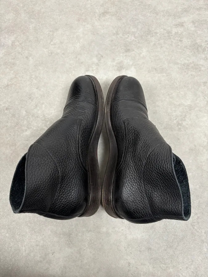 2010s Emporio Armani Black Buckle Leather Grained Boots srWctLL 4