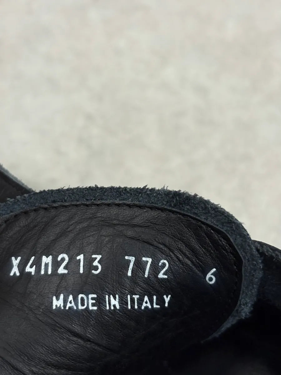 2010s Emporio Armani Black Buckle Leather Grained Boots srWctLL 9