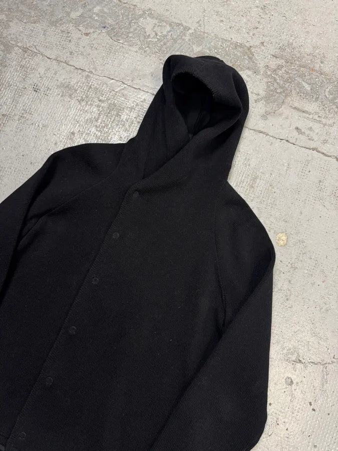2010s Emporio Armani Black Buttoned Hooded Asymmetrical Closure Jacket VzOLMxK 2