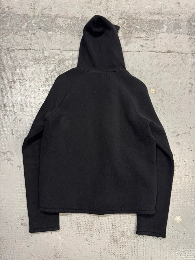 2010s Emporio Armani Black Buttoned Hooded Asymmetrical Closure Jacket VzOLMxK 4