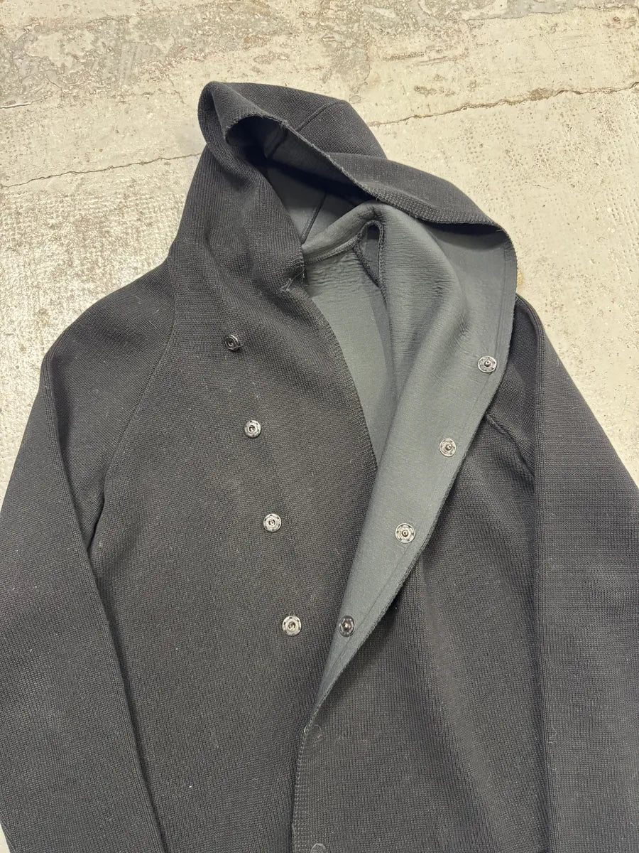 2010s Emporio Armani Black Buttoned Hooded Asymmetrical Closure Jacket VzOLMxK 7