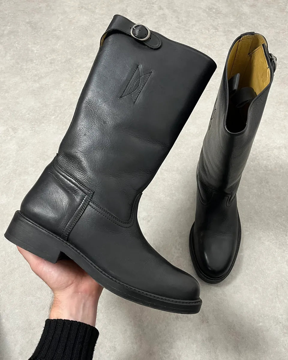2010s Emporio Armani Black Leather Ankle Boots LgnIpWz 0