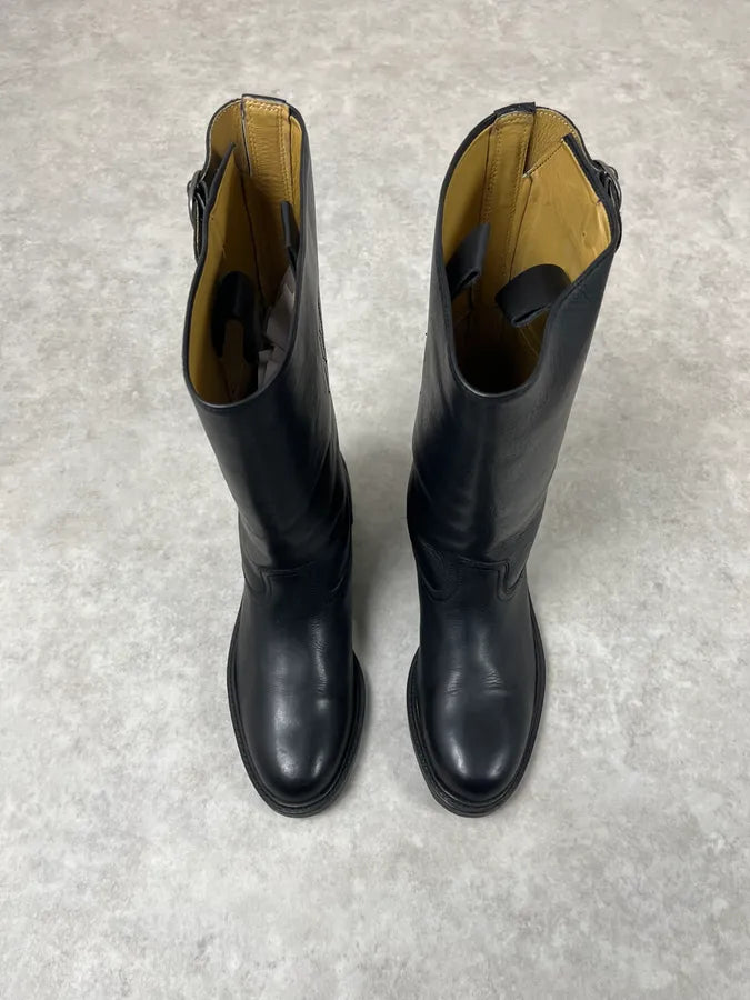 2010s Emporio Armani Black Leather Ankle Boots LgnIpWz 1