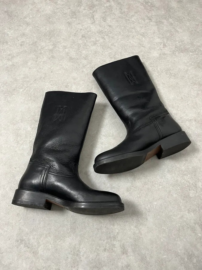 2010s Emporio Armani Black Leather Ankle Boots LgnIpWz 3