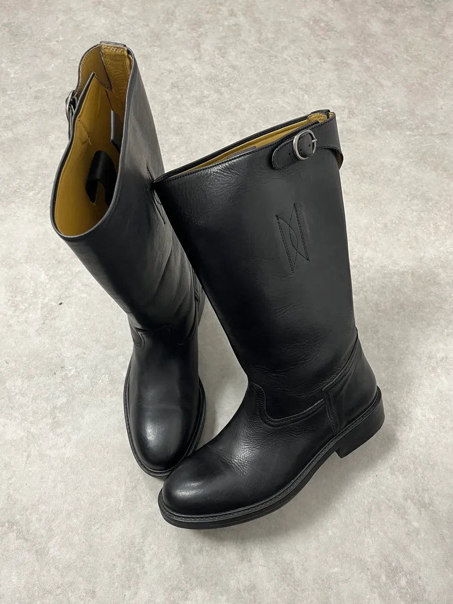 2010s Emporio Armani Black Leather Ankle Boots LgnIpWz 4