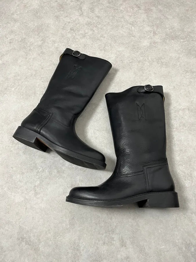 2010s Emporio Armani Black Leather Ankle Boots LgnIpWz 5