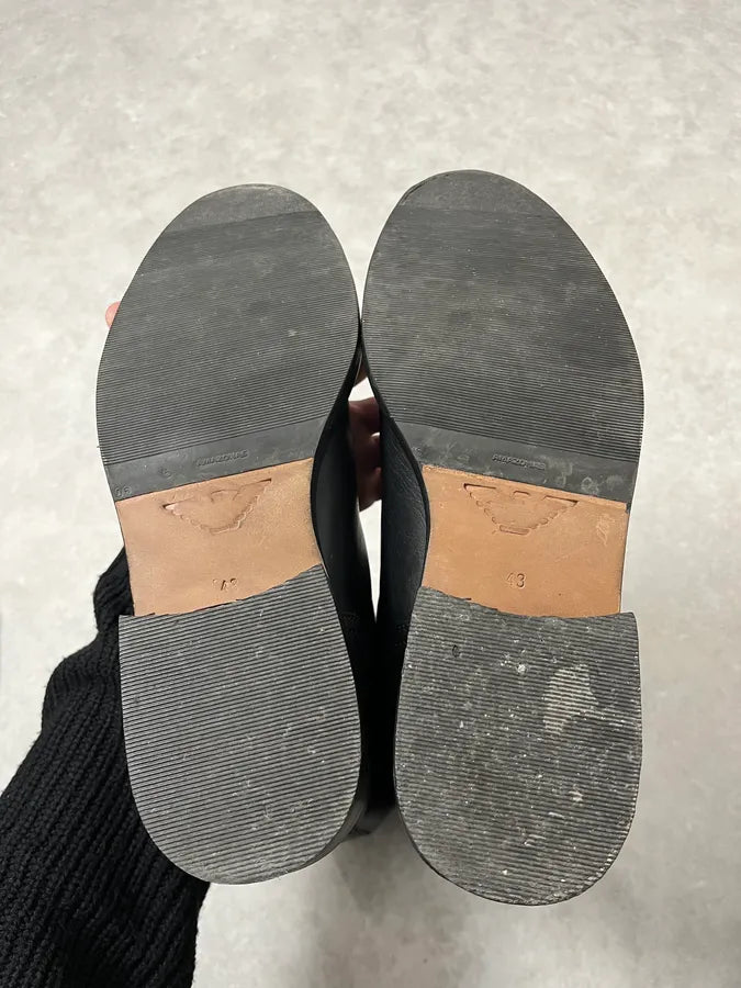 2010s Emporio Armani Black Leather Ankle Boots LgnIpWz 6