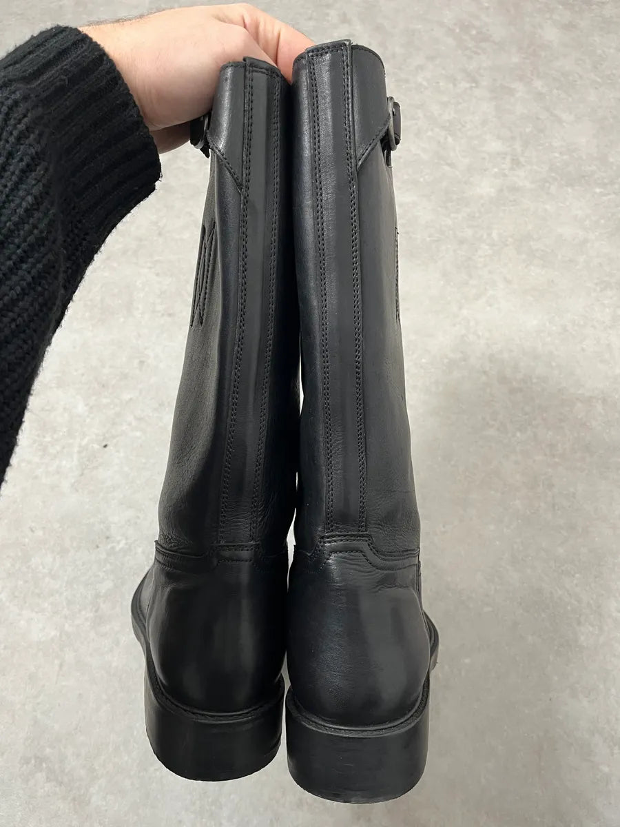 2010s Emporio Armani Black Leather Ankle Boots LgnIpWz 7