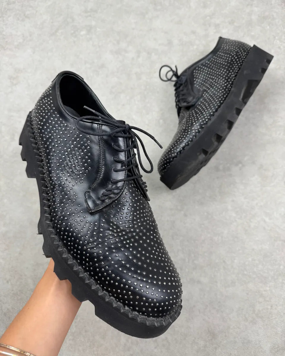 2010s Emporio Armani Black Leather Studded Boots demAxys 0