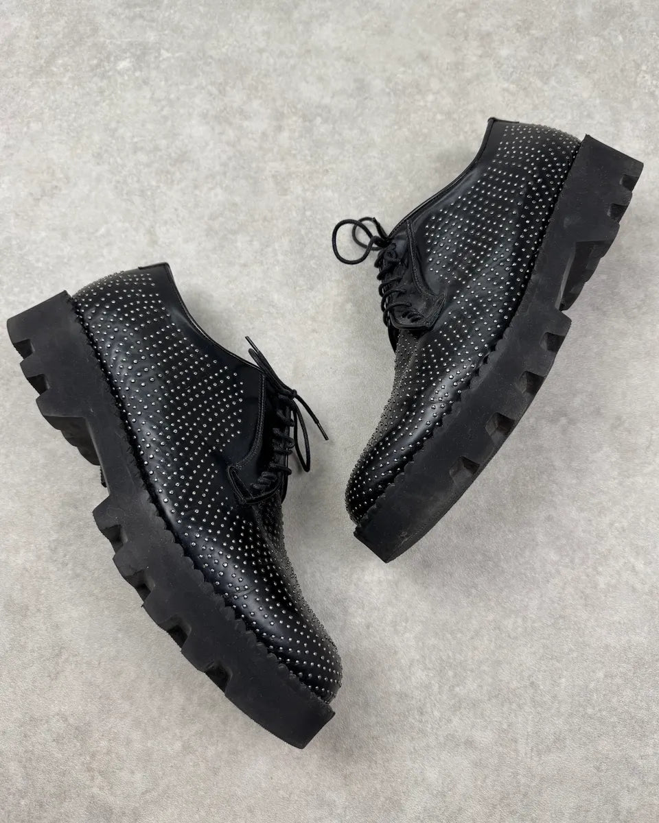 2010s Emporio Armani Black Leather Studded Boots demAxys 1