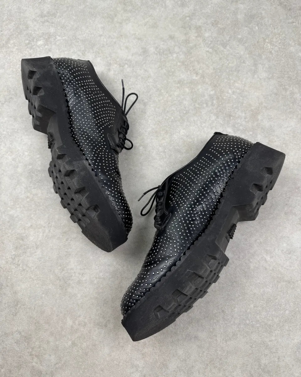 2010s Emporio Armani Black Leather Studded Boots demAxys 2