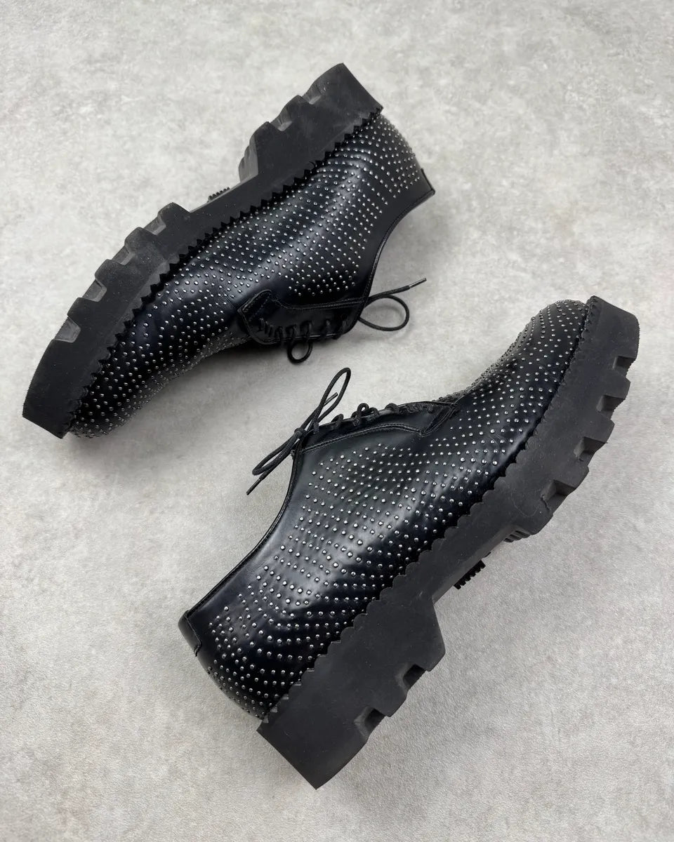 2010s Emporio Armani Black Leather Studded Boots demAxys 3