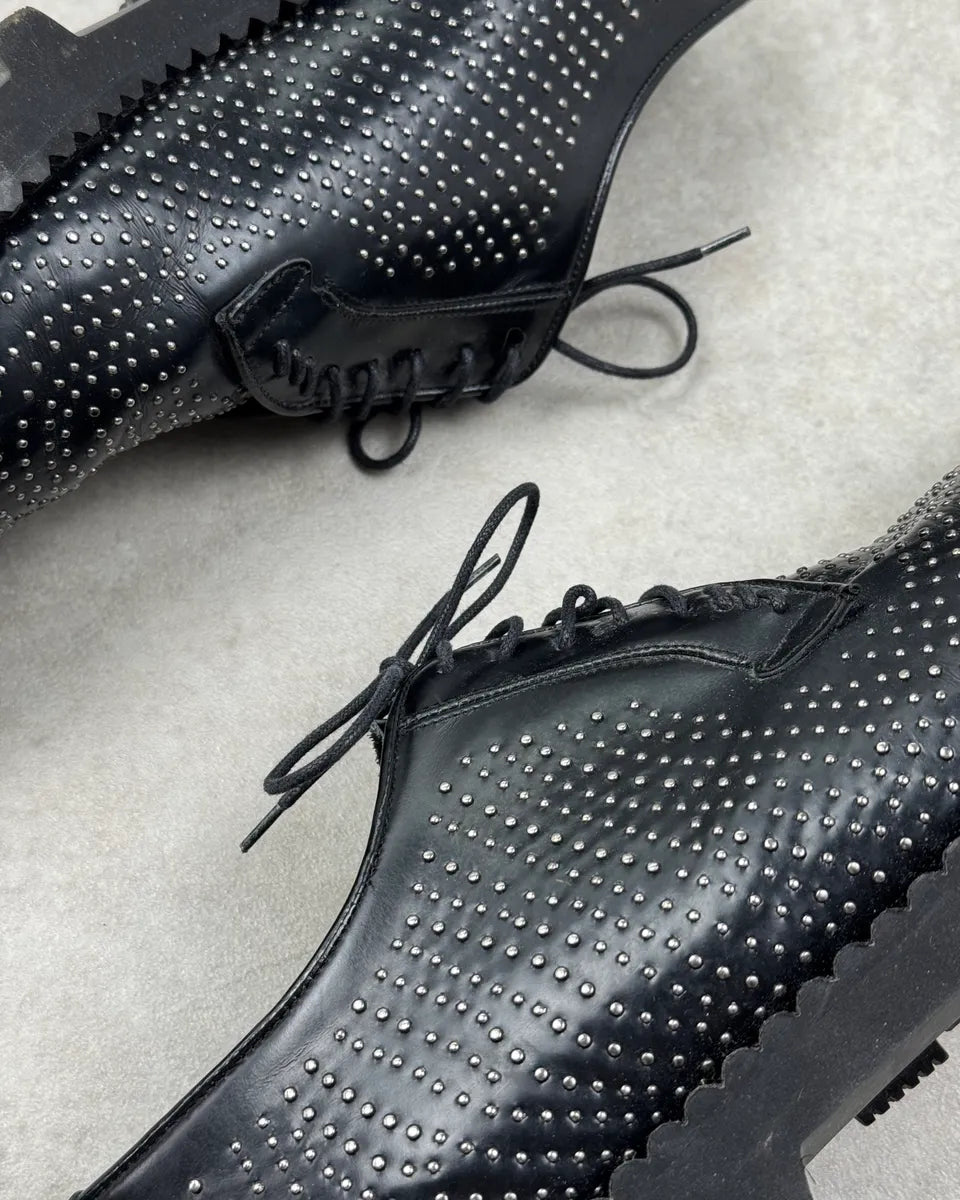 2010s Emporio Armani Black Leather Studded Boots demAxys 4