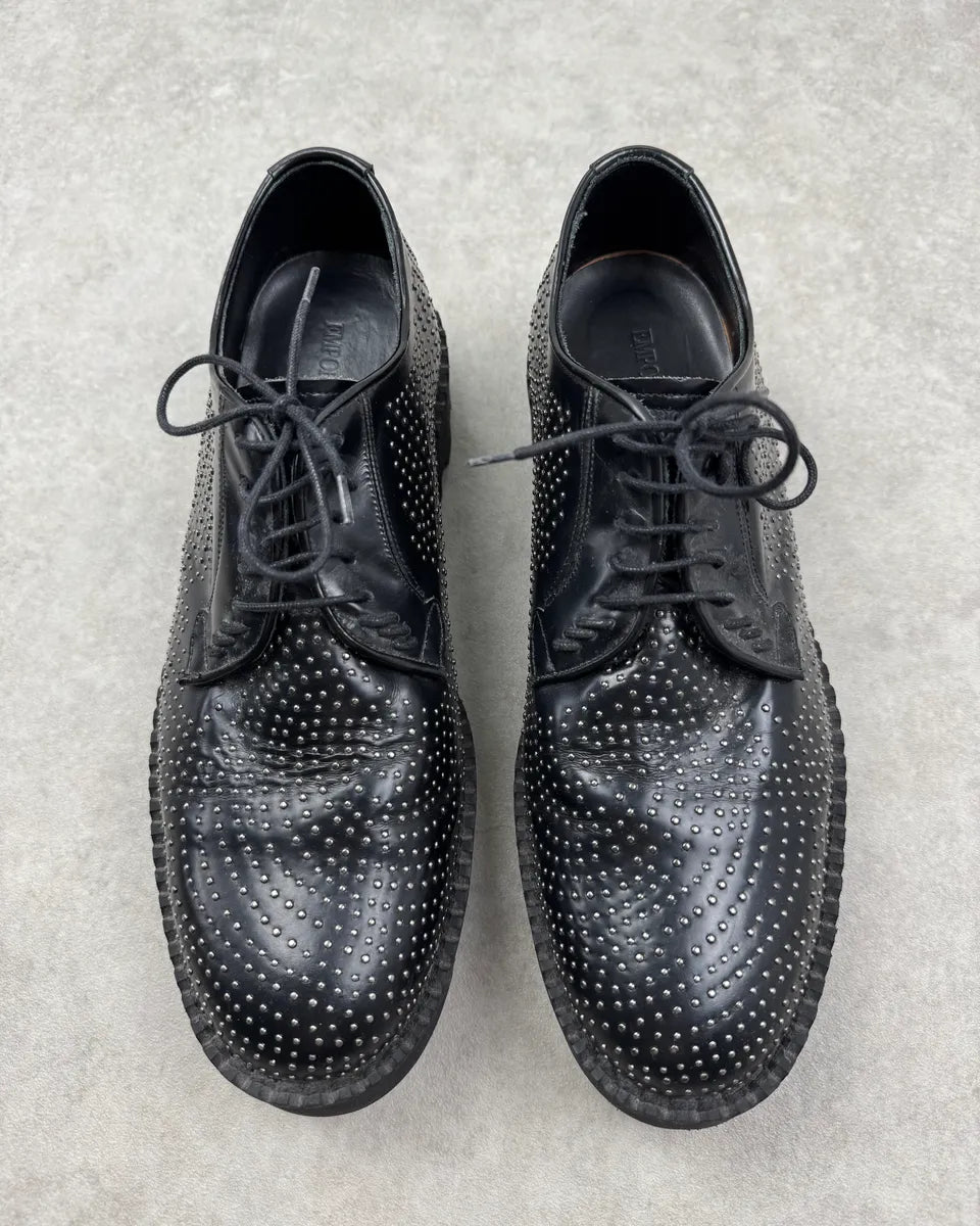 2010s Emporio Armani Black Leather Studded Boots demAxys 5
