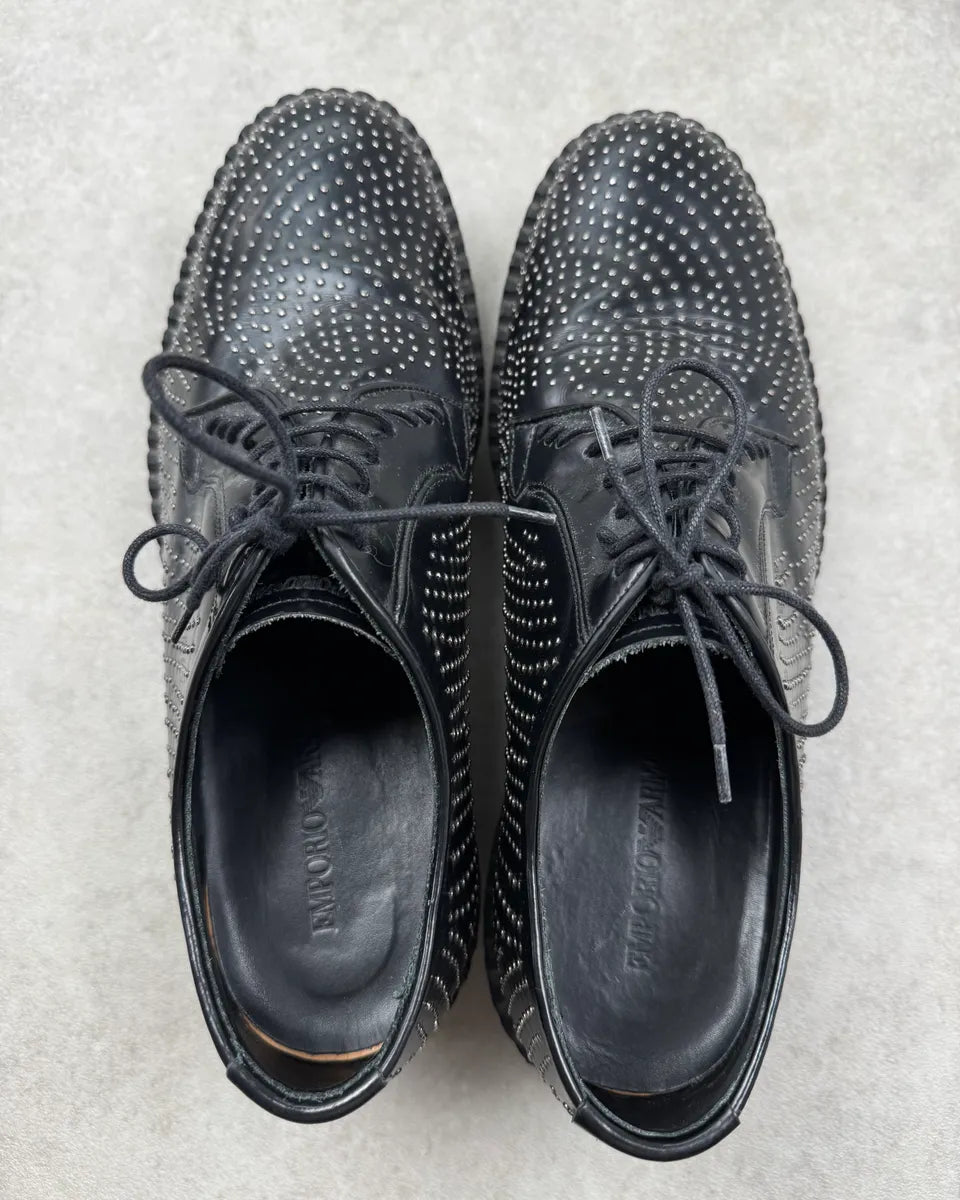 2010s Emporio Armani Black Leather Studded Boots demAxys 8