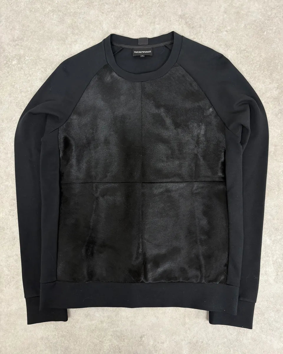 2010s Emporio Armani Black Pony Hair Wool Sweater DVjfLTY 0