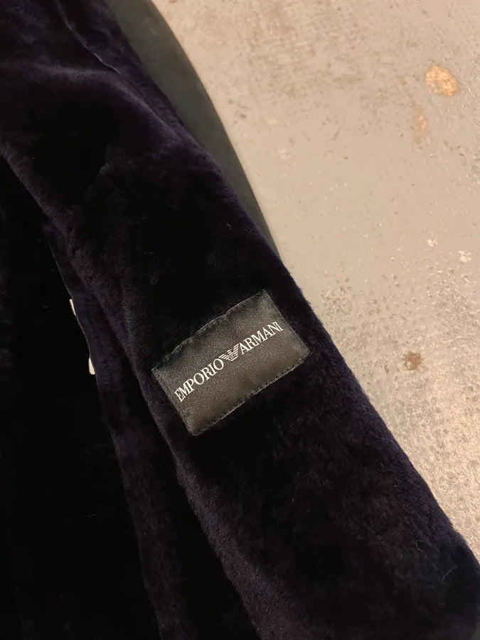 2010s Emporio Armani Black Shearling Avanat-Garde Leather Jacket bzaLmVz 8