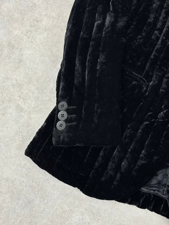 AW2007 Emporio Armani Black Techno Line Velvet Classy Blazer Jacket gUKQWUC 7