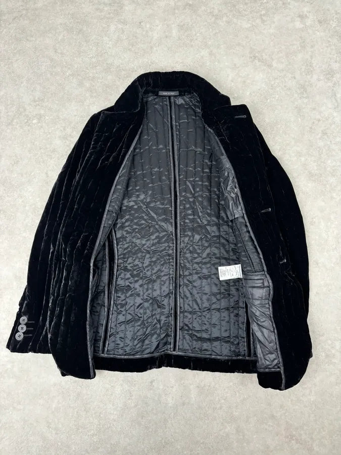 AW2007 Emporio Armani Black Techno Line Velvet Classy Blazer Jacket gUKQWUC 6