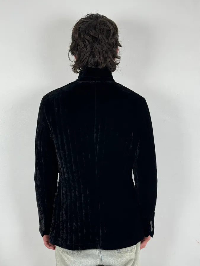 AW2007 Emporio Armani Black Techno Line Velvet Classy Blazer Jacket gUKQWUC 2