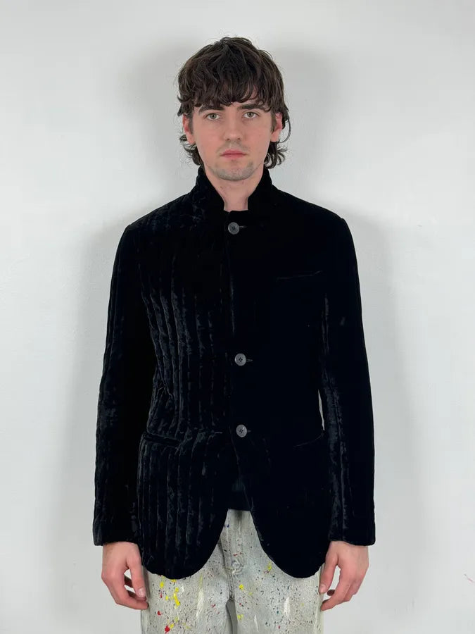 AW2007 Emporio Armani Black Techno Line Velvet Classy Blazer Jacket gUKQWUC 1