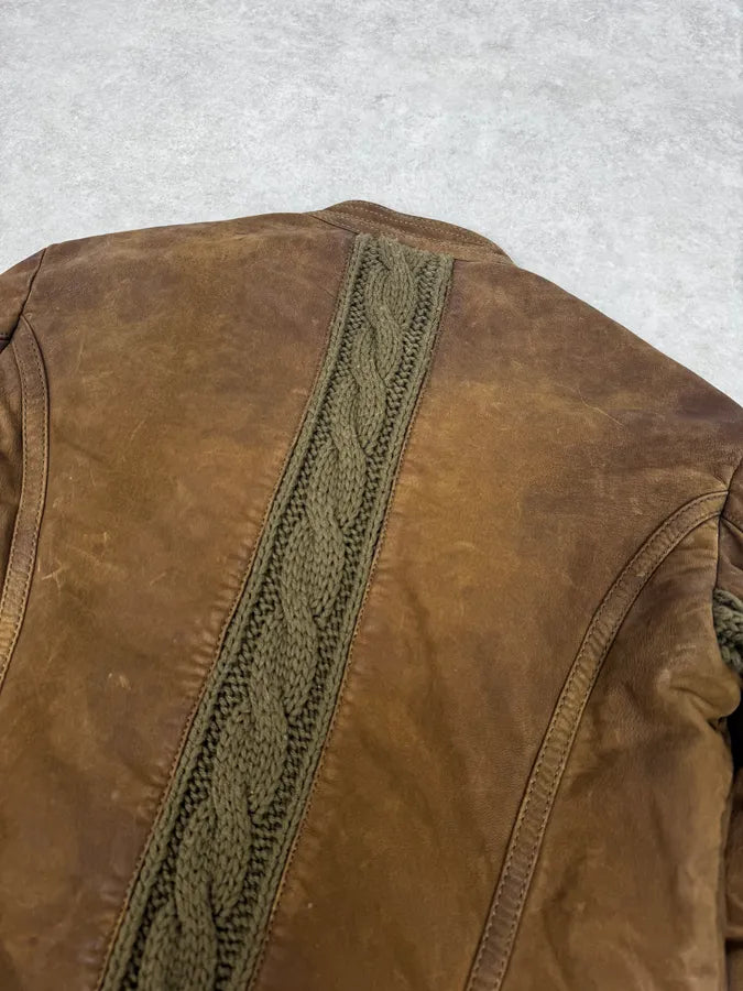 AW2009 Emporio Armani Brown Leather Biker Jacket JXFUMSR 5